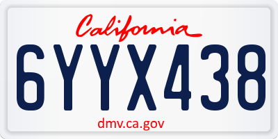 CA license plate 6YYX438