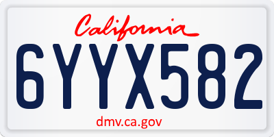 CA license plate 6YYX582