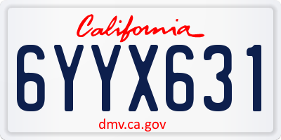 CA license plate 6YYX631