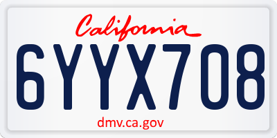 CA license plate 6YYX708