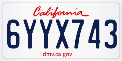 CA license plate 6YYX743