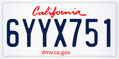 CA license plate 6YYX751