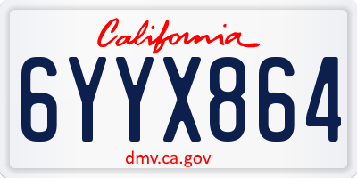 CA license plate 6YYX864