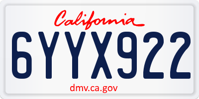 CA license plate 6YYX922
