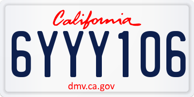 CA license plate 6YYY106