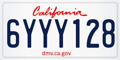 CA license plate 6YYY128