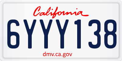 CA license plate 6YYY138