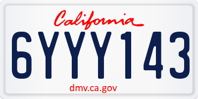 CA license plate 6YYY143
