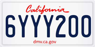 CA license plate 6YYY200