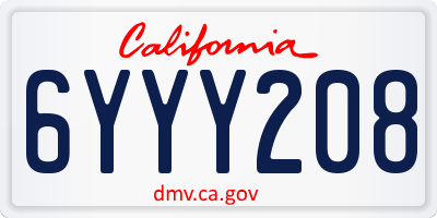 CA license plate 6YYY208
