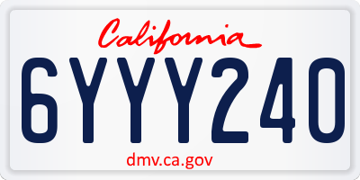 CA license plate 6YYY240