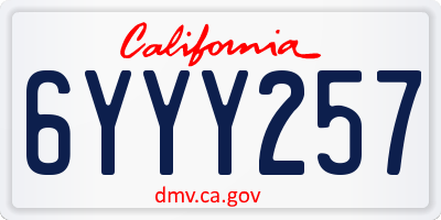 CA license plate 6YYY257