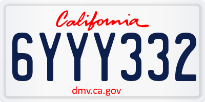 CA license plate 6YYY332