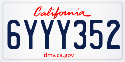 CA license plate 6YYY352