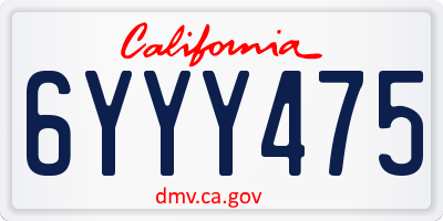 CA license plate 6YYY475