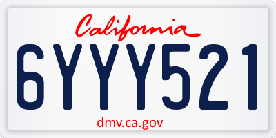 CA license plate 6YYY521