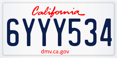 CA license plate 6YYY534