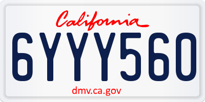 CA license plate 6YYY560