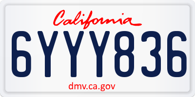 CA license plate 6YYY836