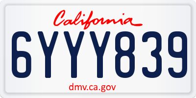 CA license plate 6YYY839