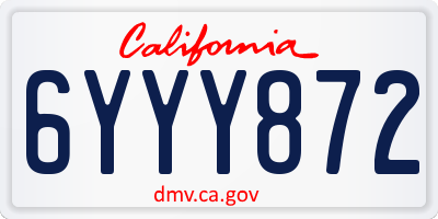 CA license plate 6YYY872