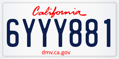 CA license plate 6YYY881