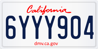 CA license plate 6YYY904