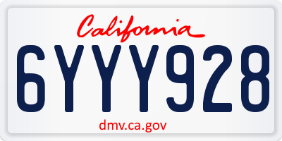 CA license plate 6YYY928