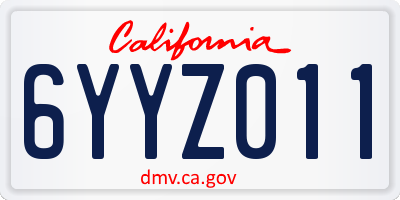 CA license plate 6YYZ011