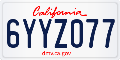 CA license plate 6YYZ077