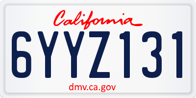 CA license plate 6YYZ131