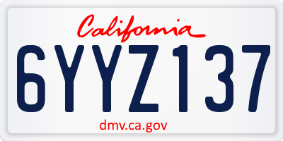 CA license plate 6YYZ137