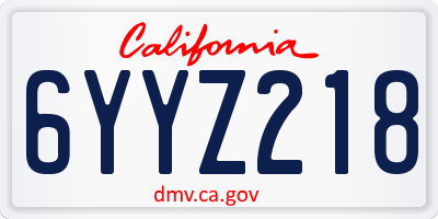 CA license plate 6YYZ218