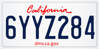 CA license plate 6YYZ284