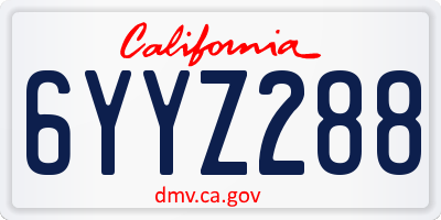 CA license plate 6YYZ288