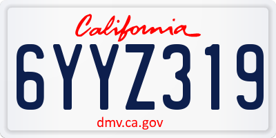CA license plate 6YYZ319
