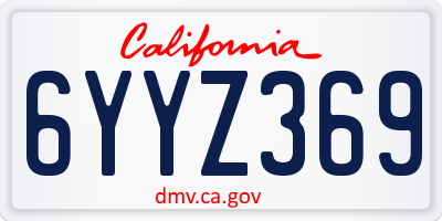 CA license plate 6YYZ369