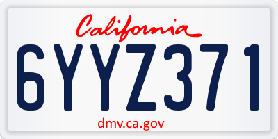 CA license plate 6YYZ371