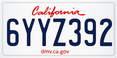 CA license plate 6YYZ392