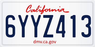 CA license plate 6YYZ413