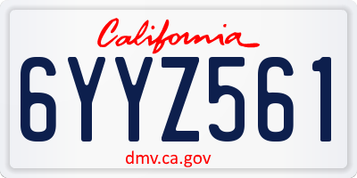 CA license plate 6YYZ561