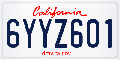CA license plate 6YYZ601