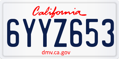 CA license plate 6YYZ653