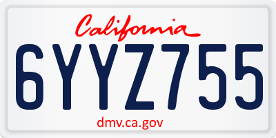 CA license plate 6YYZ755