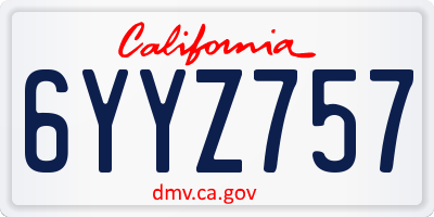 CA license plate 6YYZ757