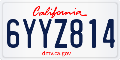 CA license plate 6YYZ814