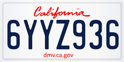 CA license plate 6YYZ936