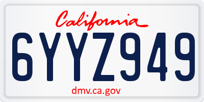 CA license plate 6YYZ949