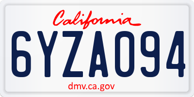 CA license plate 6YZA094