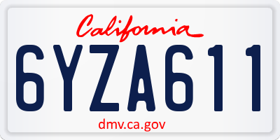 CA license plate 6YZA611
